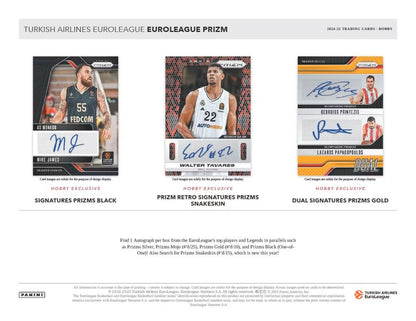 2024 - 25 Panini Prizm Turkish Airlines EuroLeague Basketball Hobby Box - Columbia Hobby - Sports Card Boxes - Toploaders - Card Savers