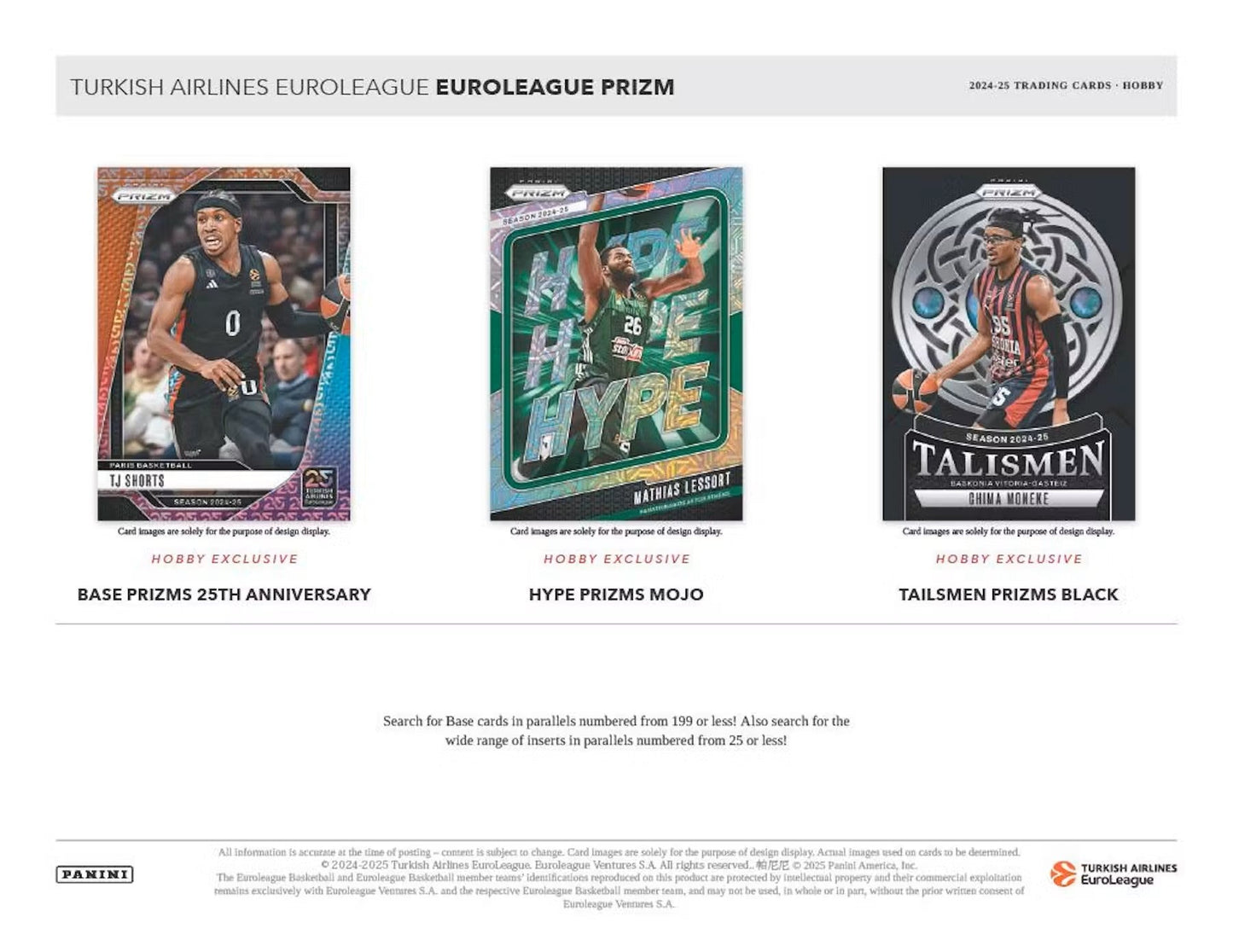 2024 - 25 Panini Prizm Turkish Airlines EuroLeague Basketball Hobby Box - Columbia Hobby - Sports Card Boxes - Toploaders - Card Savers