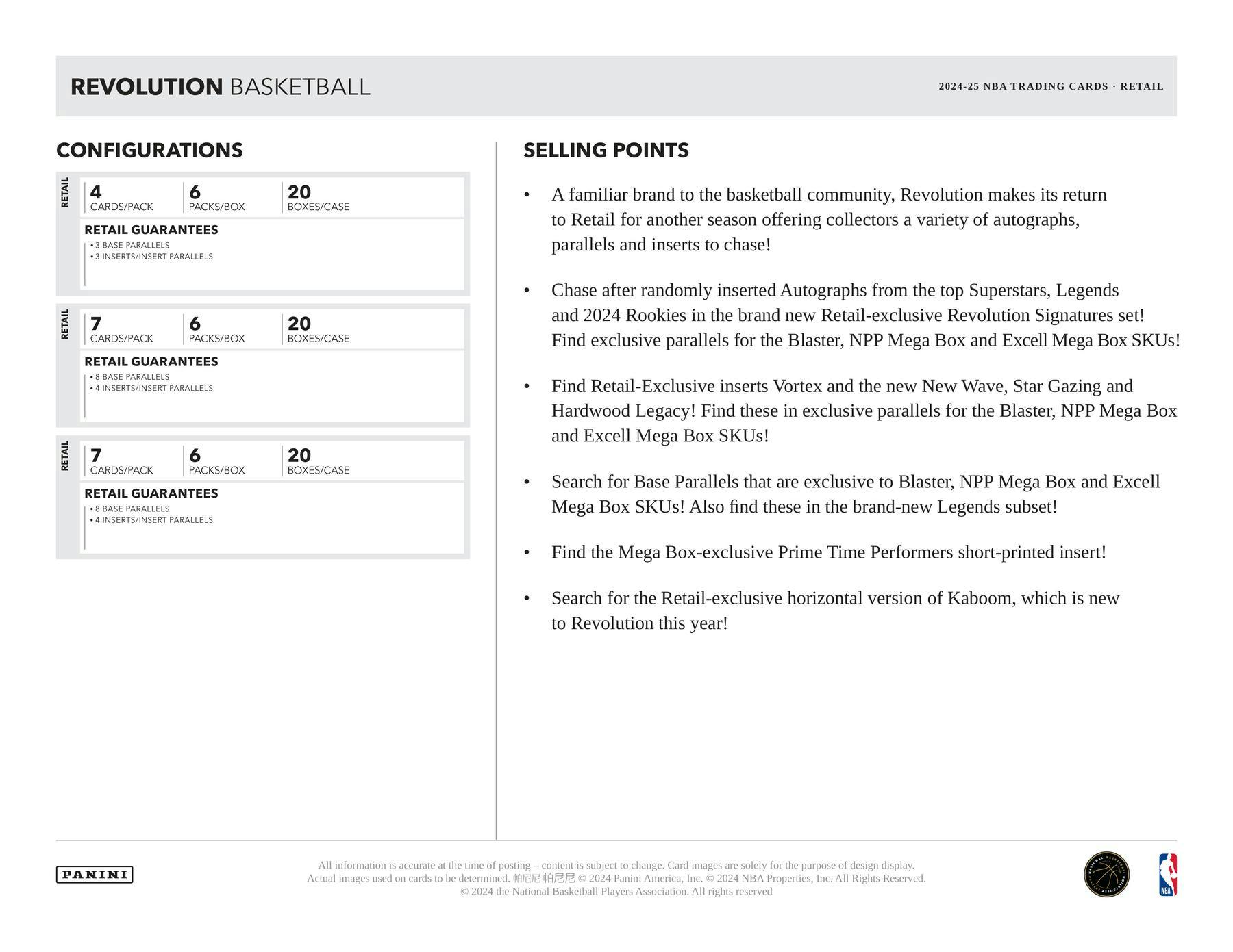 2024 - 25 Panini Revolution Basketball 6 - Pack Blaster Box - Columbia Hobby - Sports Card Boxes - Toploaders - Card Savers