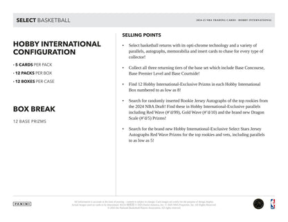 2024 - 25 Panini Select Basketball International Hobby Box – Columbia Sports Cards & More - Columbia Hobby - Sports Card Boxes - Toploaders - Card Savers