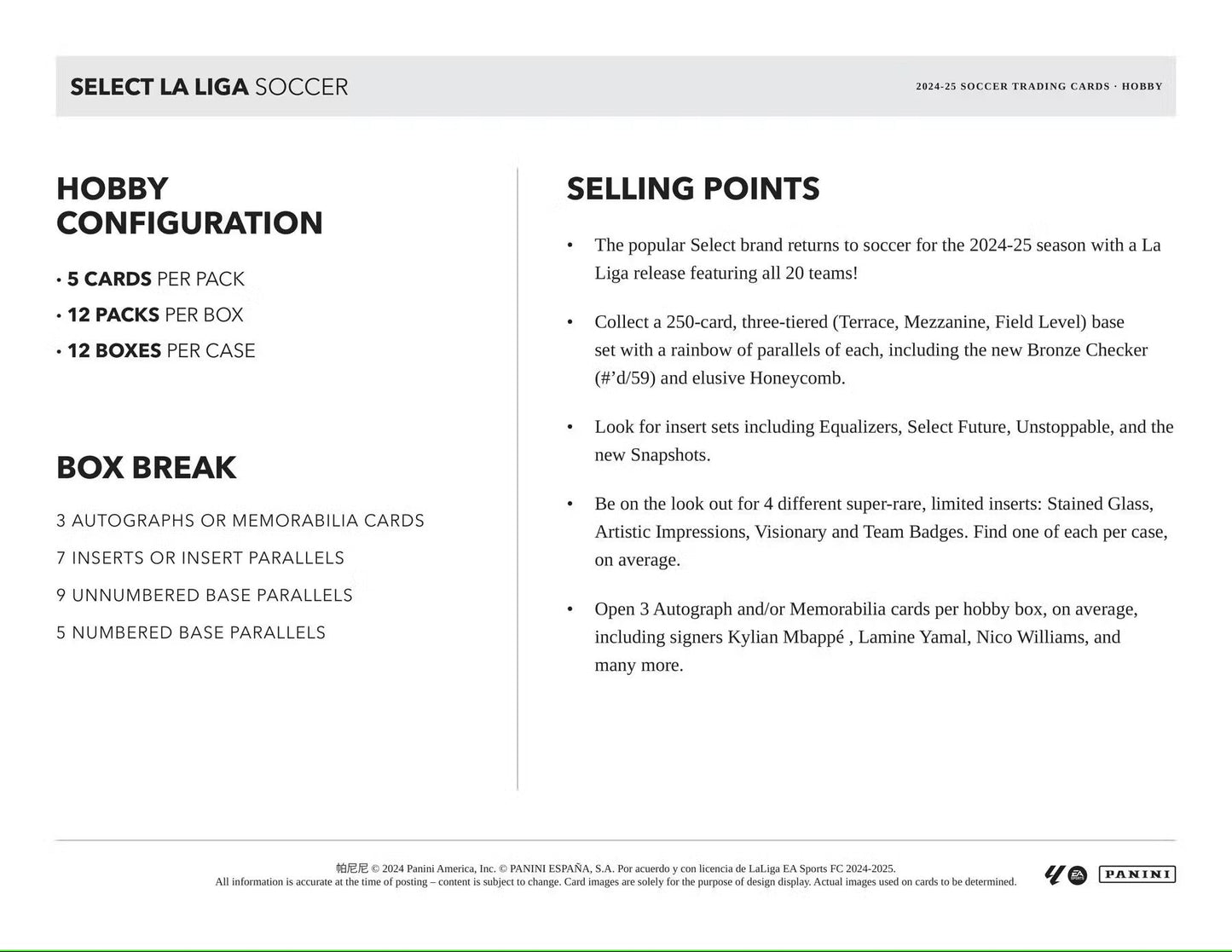 2024 - 25 Panini Select La Liga Soccer Hobby Box - Columbia Hobby - Sports Card Boxes - Toploaders - Card Savers