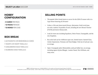 2024 - 25 Panini Select La Liga Soccer Hobby Box - Columbia Hobby - Sports Card Boxes - Toploaders - Card Savers