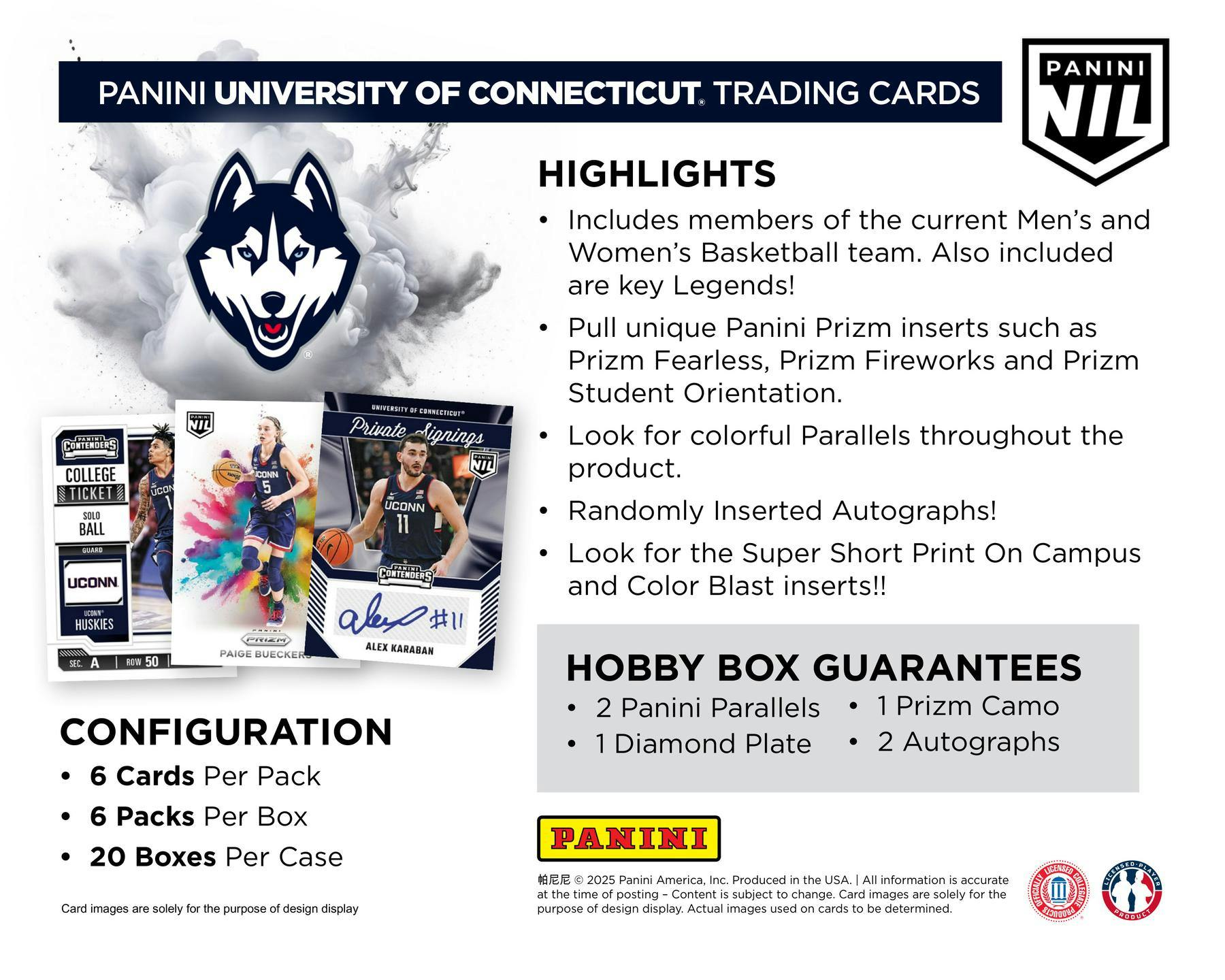 2024 - 25 Panini UConn Collegiate Basketball Hobby Box - Columbia Hobby - Sports Card Boxes - Toploaders - Card Savers