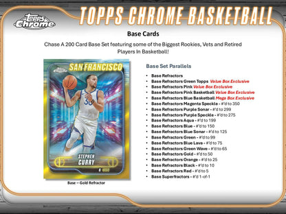 2024 - 25 Topps Chrome Basketball 8 - Pack Blaster Box - Columbia Hobby - Sports Card Boxes - Toploaders - Card Savers