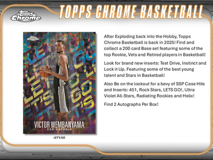 2024 - 25 Topps Chrome Basketball Hobby Box - Columbia Hobby - Sports Card Boxes - Toploaders - Card Savers