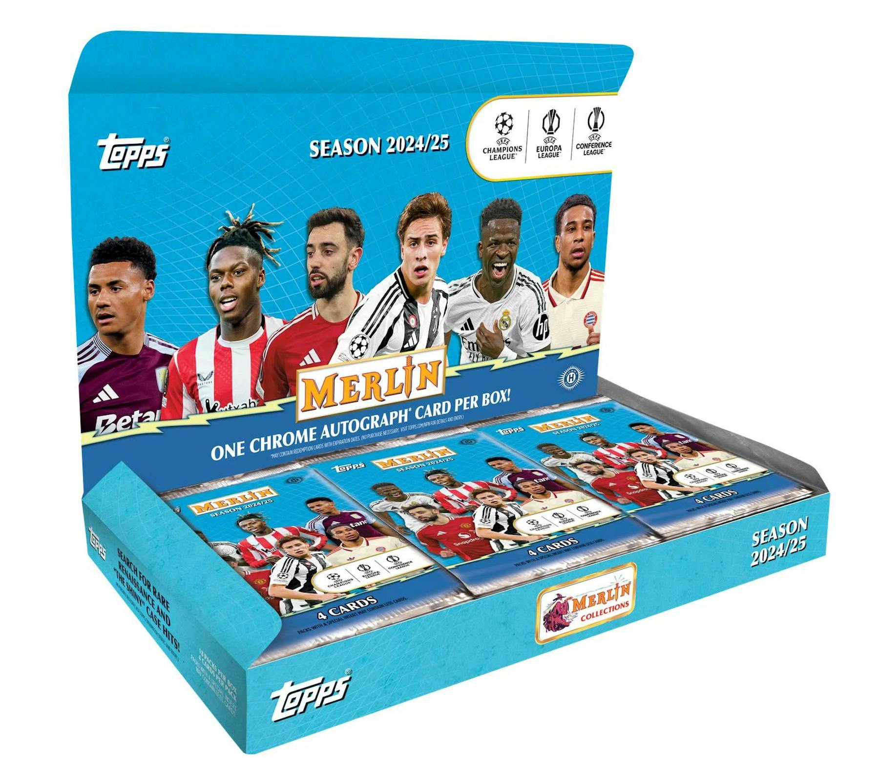 2024 - 25 Topps Chrome Merlin UEFA Club Competitions Hobby Box | Columbia Sports Cards - Columbia Hobby - Sports Card Boxes - Toploaders - Card Savers
