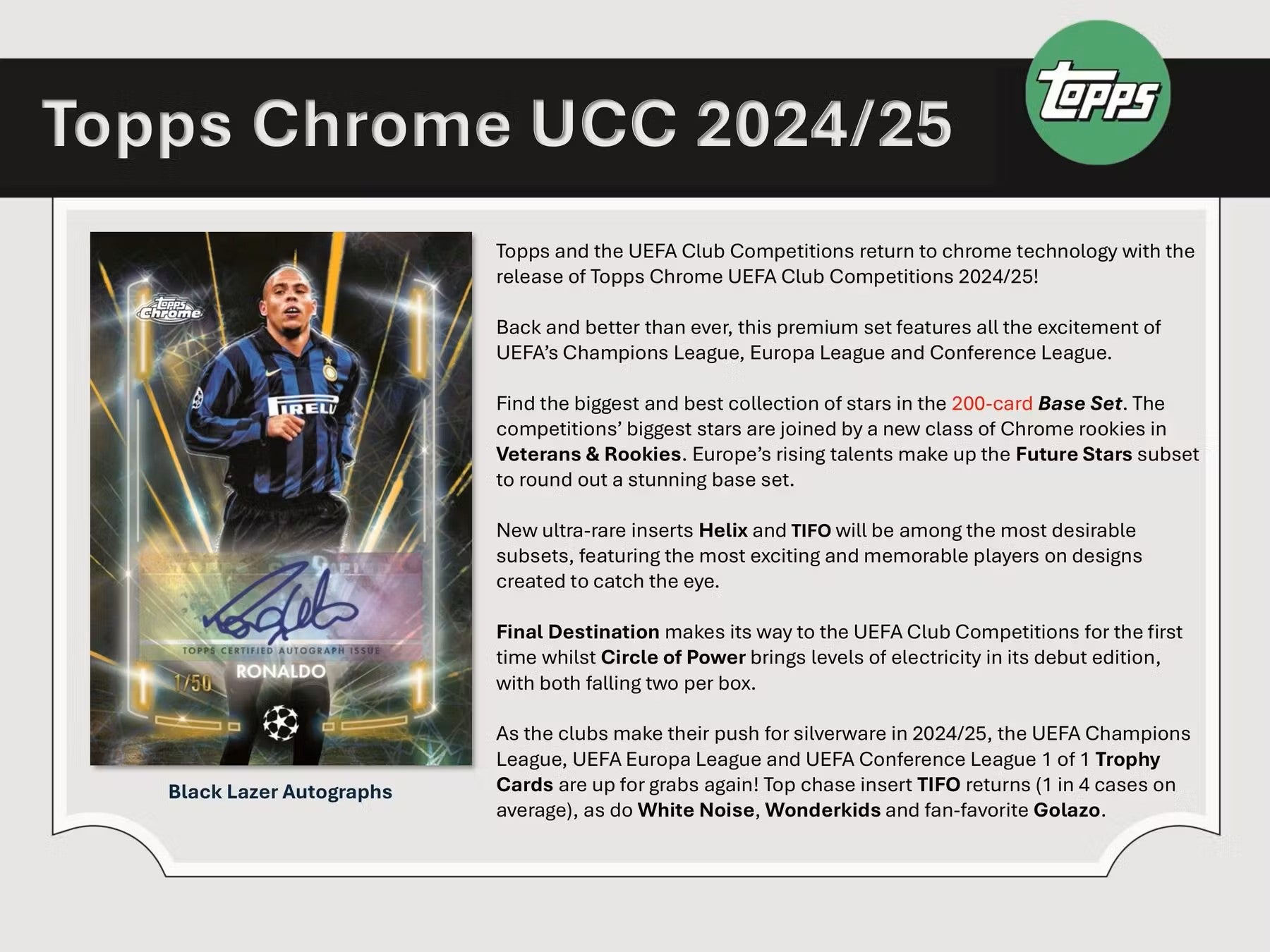 2024 - 25 Topps Chrome UEFA Club Competitions Soccer 7 - Pack Blaster - Columbia Hobby - Sports Card Boxes - Toploaders - Card Savers
