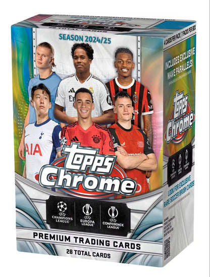 2024 - 25 Topps Chrome UEFA Club Competitions Soccer 7 - Pack Blaster - Columbia Hobby - Sports Card Boxes - Toploaders - Card Savers