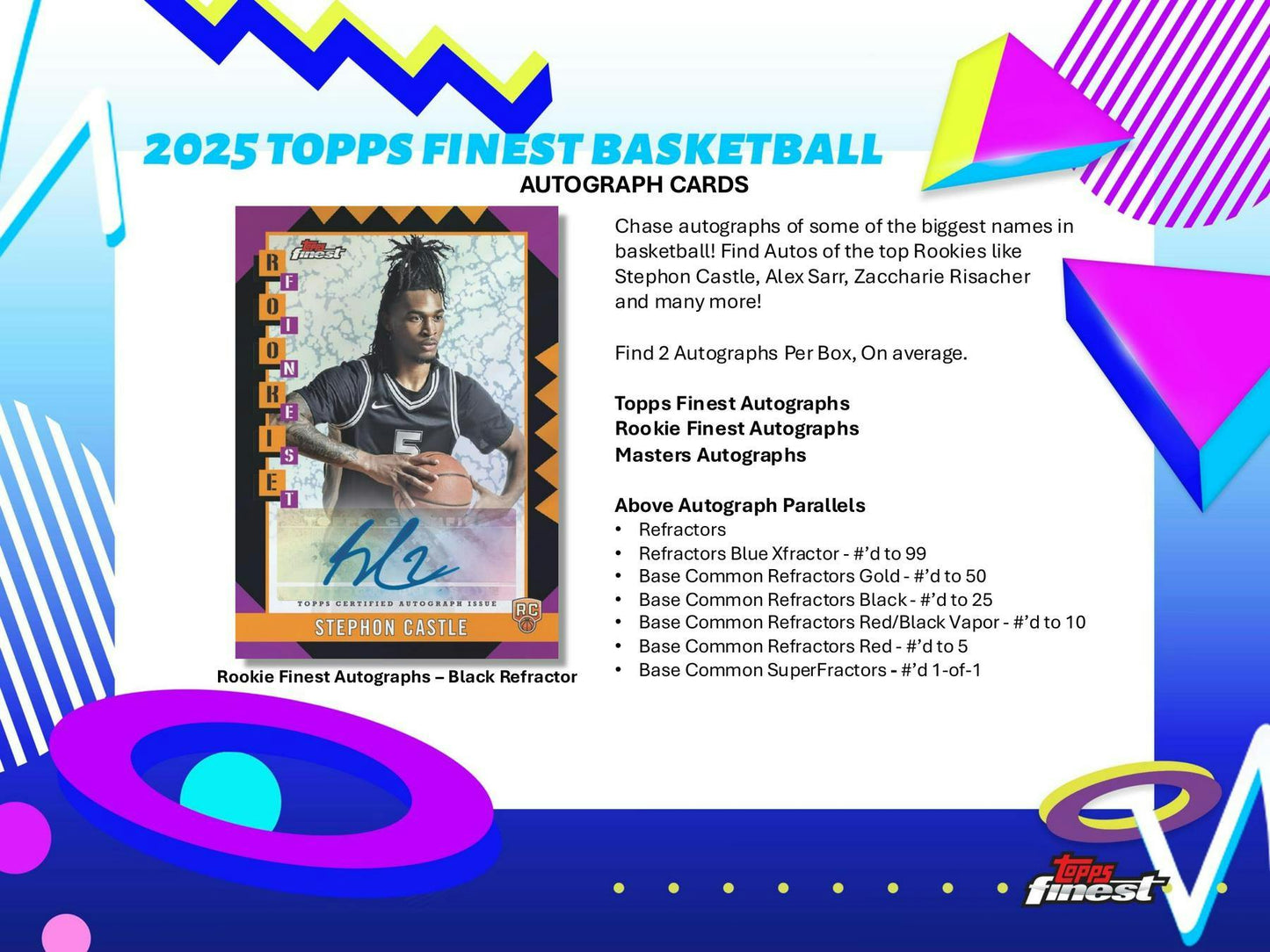 2024 - 25 Topps Finest Basketball Hobby Box | Columbia Sports Cards - Columbia Hobby - Sports Card Boxes - Toploaders - Card Savers