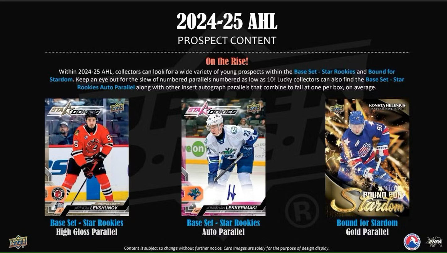 2024 - 25 Upper Deck AHL Hockey Hobby Box - Columbia Hobby - Sports Card Boxes - Toploaders - Card Savers