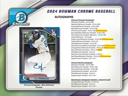2024 Bowman Chrome Baseball HTA Choice Box - Columbia Hobby - Sports Card Boxes - Toploaders - Card Savers