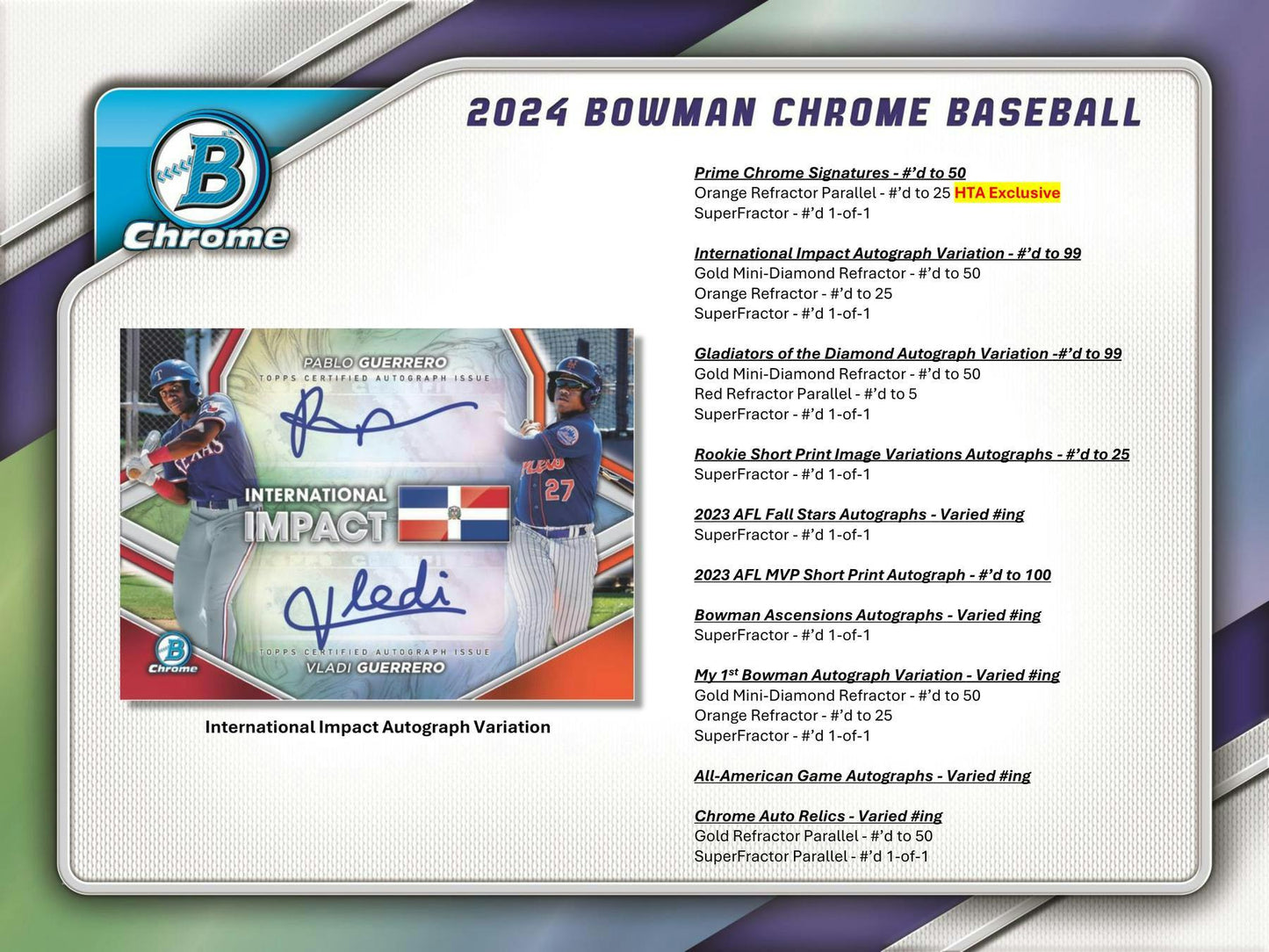 2024 Bowman Chrome Baseball HTA Choice Box - Columbia Hobby - Sports Card Boxes - Toploaders - Card Savers
