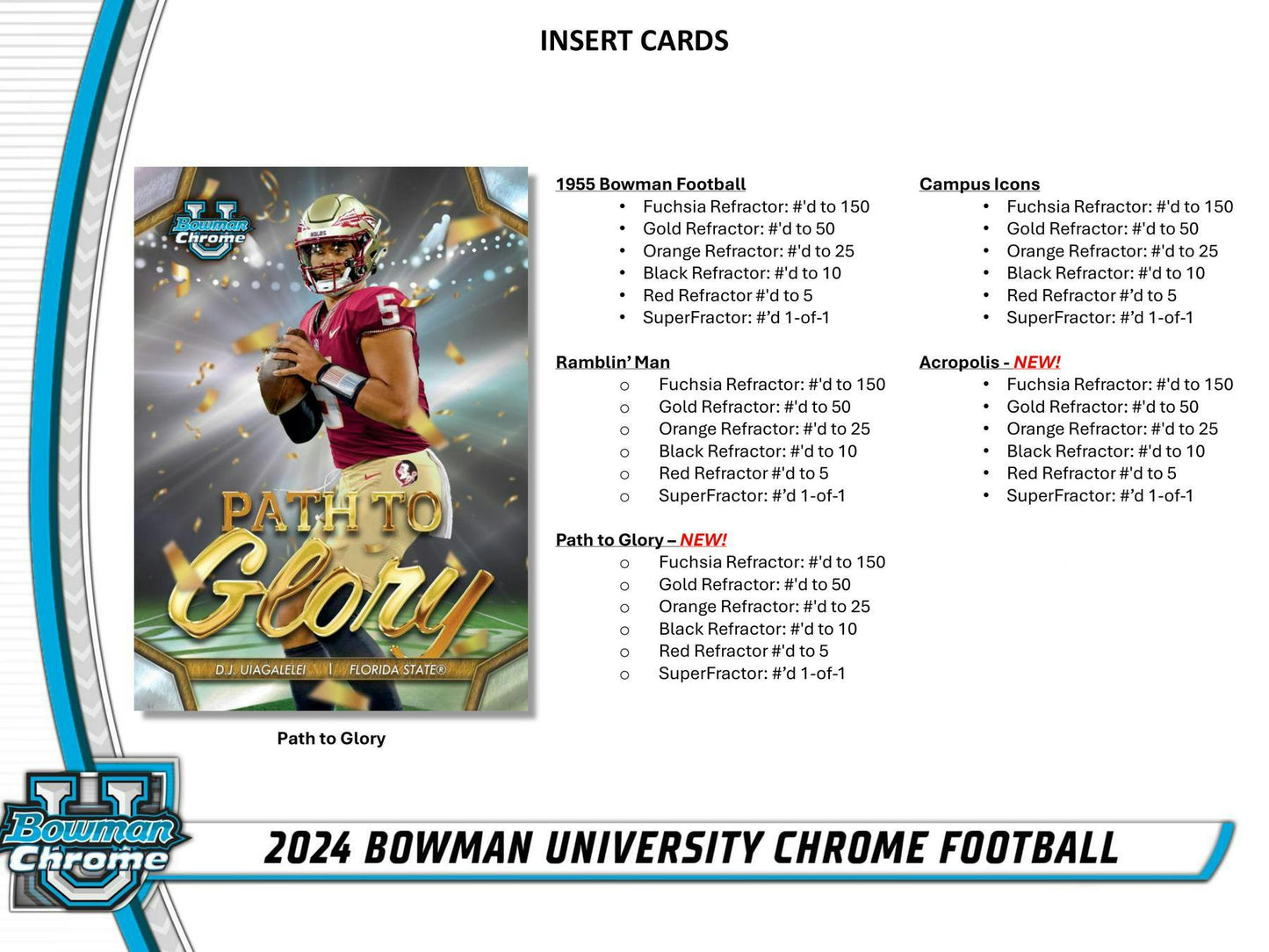 2024 Bowman University Chrome Football 7 - Pack Blaster Box - Columbia Hobby - Sports Card Boxes - Toploaders - Card Savers