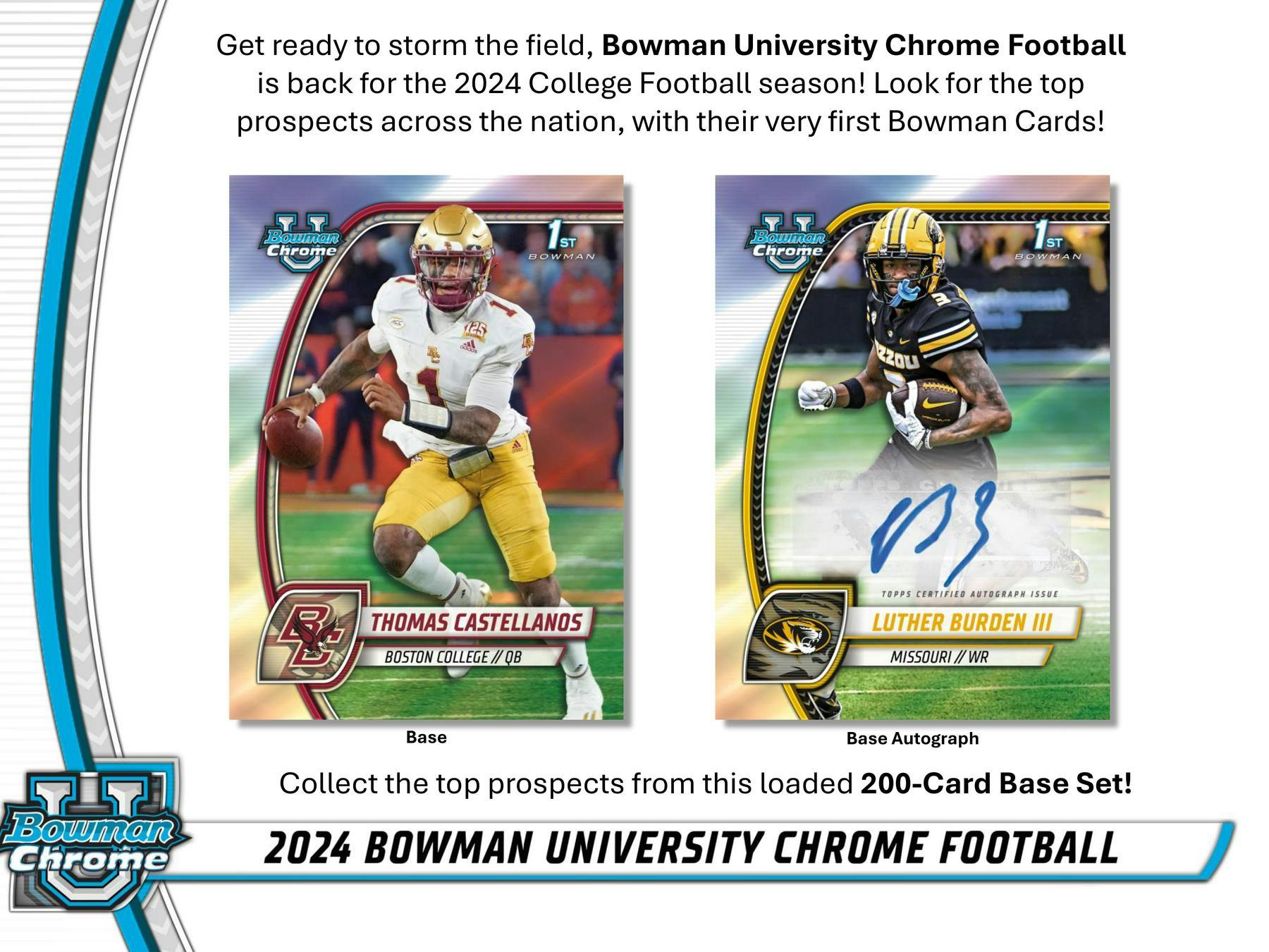 2024 Bowman University Chrome Football 7 - Pack Blaster Box - Columbia Hobby - Sports Card Boxes - Toploaders - Card Savers