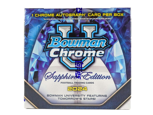 2024 Bowman University Chrome Football Sapphire Edition Hobby Box - Columbia Hobby - Sports Card Boxes - Toploaders - Card Savers