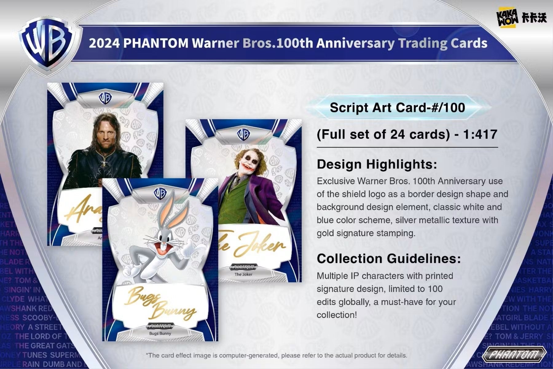 2024 Kakawow Warner Brothers Phantom 100th Anniversary Trading Cards Hobby Box - Columbia Hobby - Sports Card Boxes - Toploaders - Card Savers