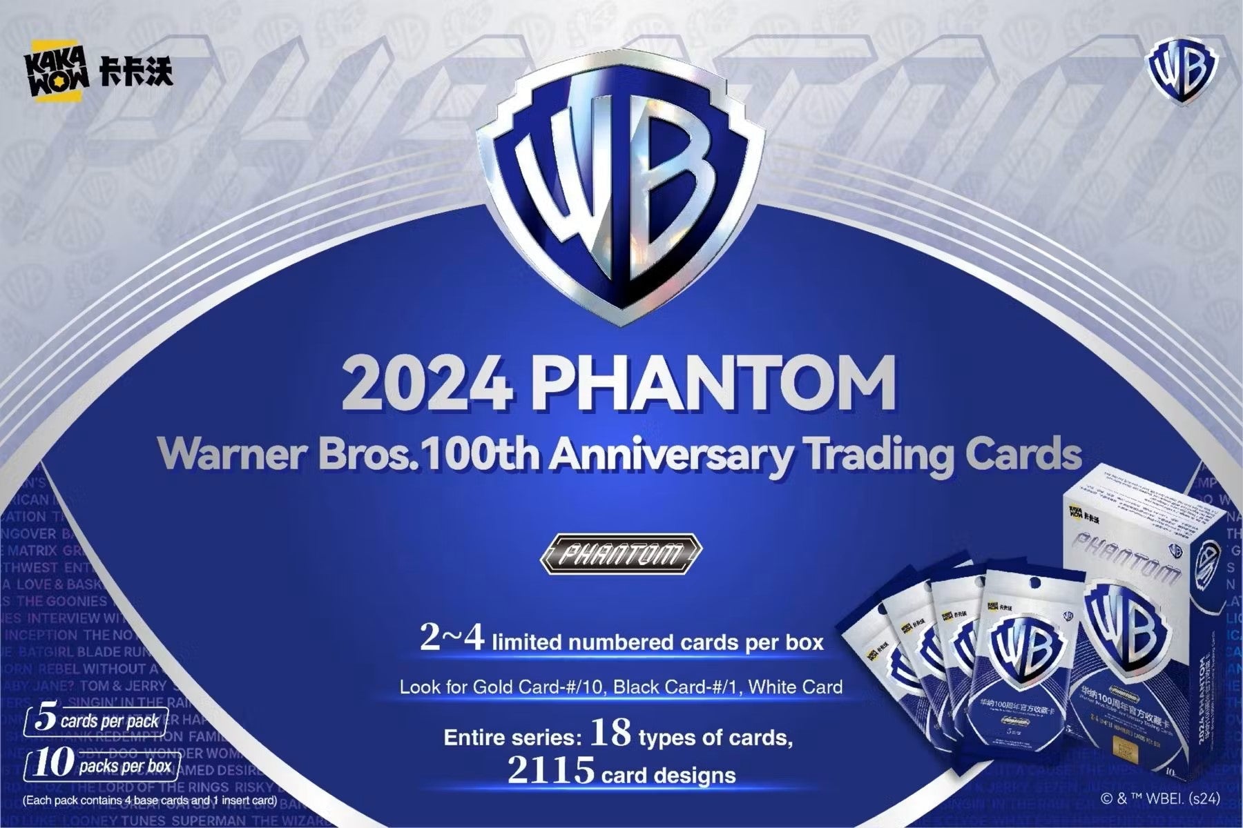 2024 Kakawow Warner Brothers Phantom 100th Anniversary Trading Cards Hobby Box - Columbia Hobby - Sports Card Boxes - Toploaders - Card Savers
