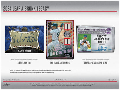 2024 Leaf A Bronx Legacy NYC Series 2 Baseball Hobby Box - Columbia Hobby - Sports Card Boxes - Toploaders - Card Savers