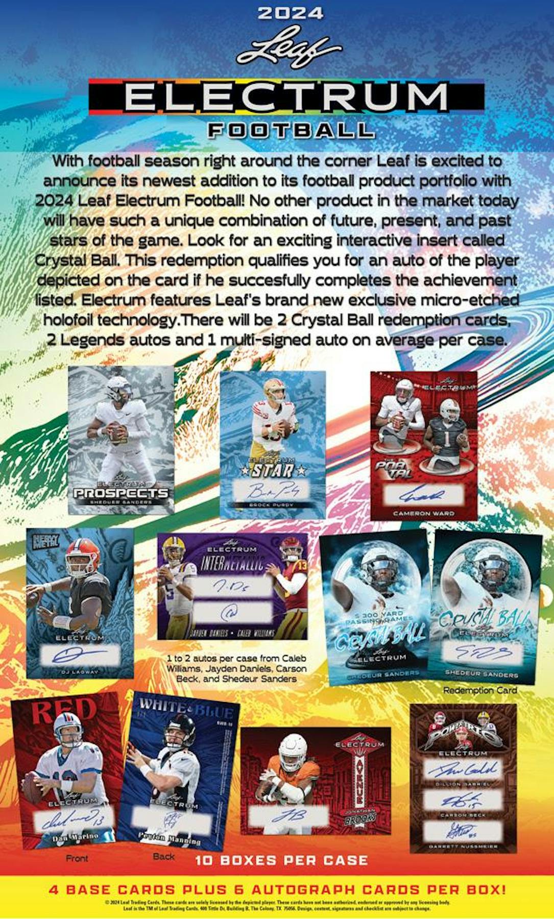 2024 Leaf Electrum Football Hobby Box - Columbia Hobby - Sports Card Boxes - Toploaders - Card Savers