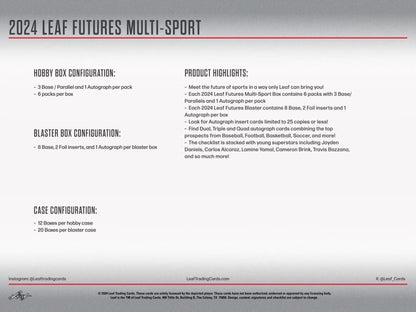 2024 Leaf Futures Multisport Hobby Box - Columbia Hobby - Sports Card Boxes - Toploaders - Card Savers