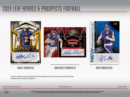 2024 Leaf Heroes & Prospects Football Hobby Jumbo Box - Columbia Hobby - Sports Card Boxes - Toploaders - Card Savers