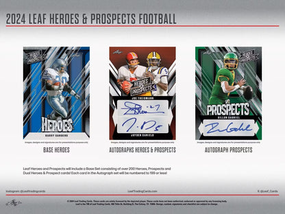 2024 Leaf Heroes & Prospects Football Hobby Jumbo Box - Columbia Hobby - Sports Card Boxes - Toploaders - Card Savers