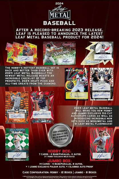 2024 Leaf Metal Baseball Jumbo Box - Columbia Hobby - Sports Card Boxes - Toploaders - Card Savers