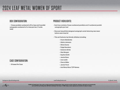 2024 Leaf Metal Women of Sport Box - Columbia Hobby - Sports Card Boxes - Toploaders - Card Savers