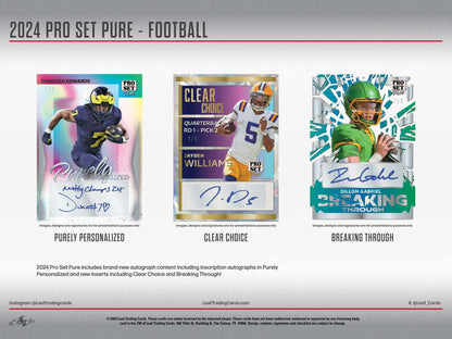 2024 Leaf Pro Set Pure Football Hobby Box - Columbia Hobby - Sports Card Boxes - Toploaders - Card Savers