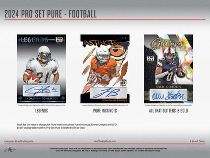 2024 Leaf Pro Set Pure Football Hobby Box - Columbia Hobby - Sports Card Boxes - Toploaders - Card Savers