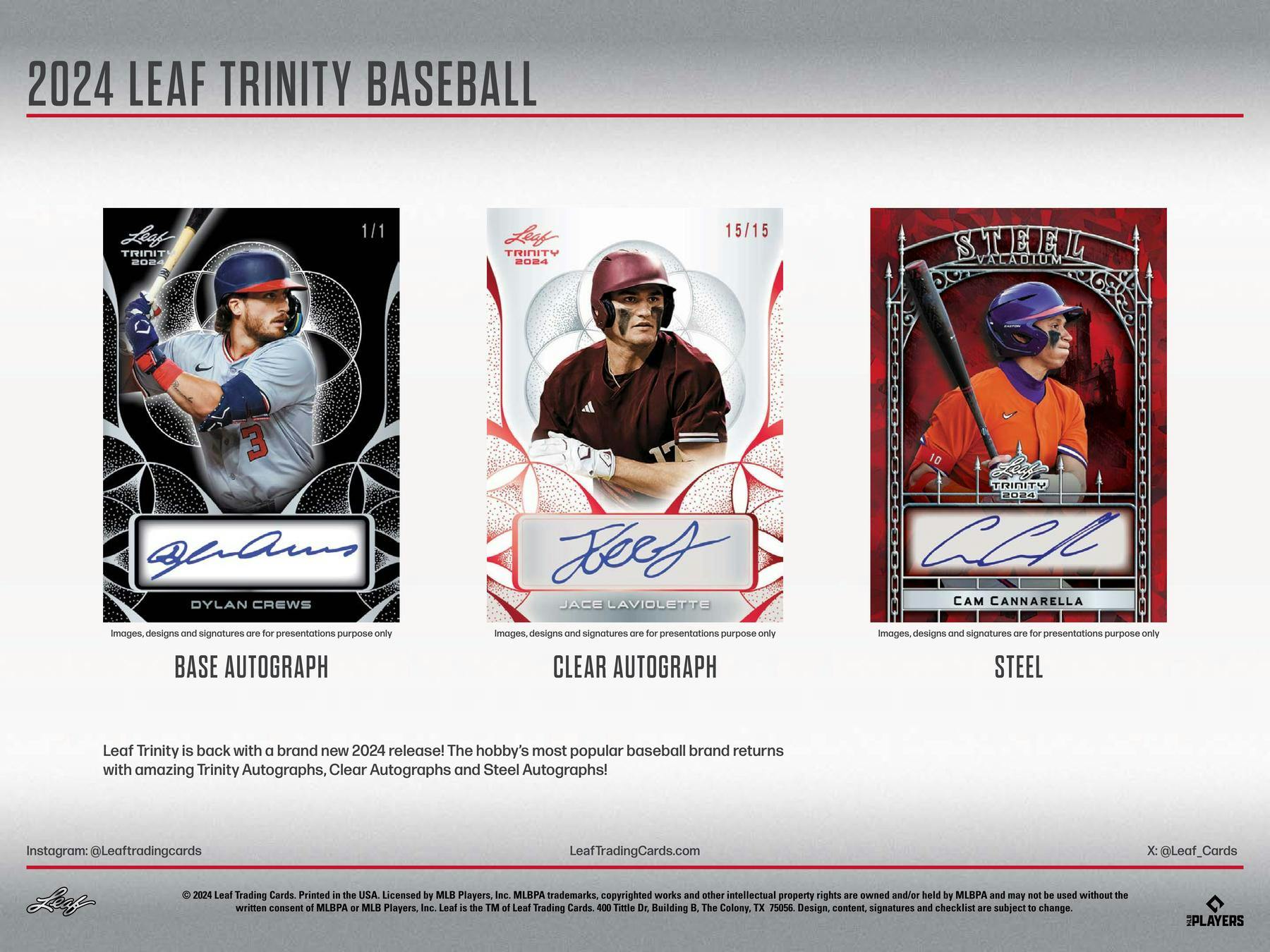 2024 Leaf Trinity Baseball Hobby Box | Columbia Sports Cards - Columbia Hobby - Sports Card Boxes - Toploaders - Card Savers