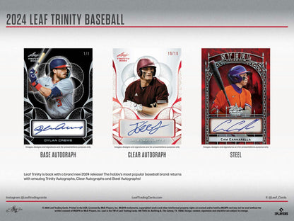 2024 Leaf Trinity Baseball Hobby Box | Columbia Sports Cards - Columbia Hobby - Sports Card Boxes - Toploaders - Card Savers
