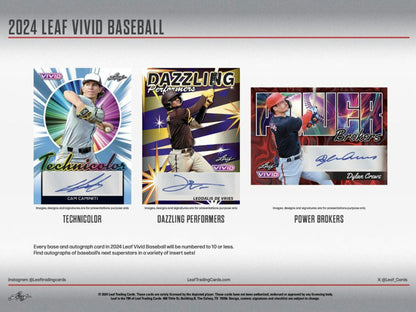 2024 Leaf Vivid Baseball Hobby Box - Columbia Hobby - Sports Card Boxes - Toploaders - Card Savers
