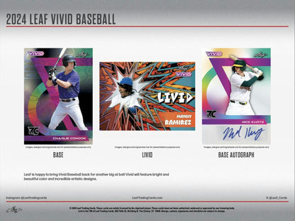 2024 Leaf Vivid Baseball Hobby Box - Columbia Hobby - Sports Card Boxes - Toploaders - Card Savers
