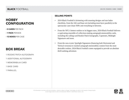 2024 Panini Black Football Hobby Box - Columbia Hobby - Sports Card Boxes - Toploaders - Card Savers