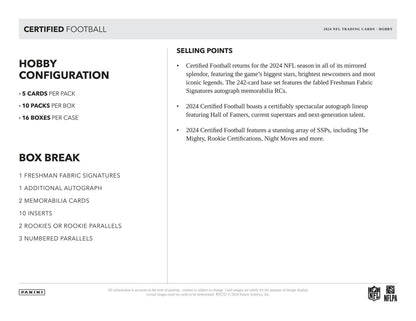 2024 Panini Certified Football Hobby Box - Columbia Hobby - Sports Card Boxes - Toploaders - Card Savers
