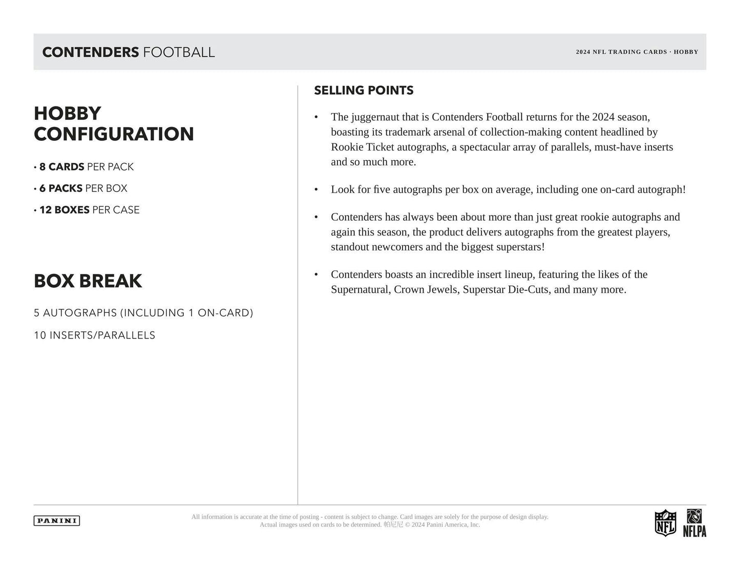 2024 Panini Contenders Football Hobby Box - Columbia Hobby - Sports Card Boxes - Toploaders - Card Savers