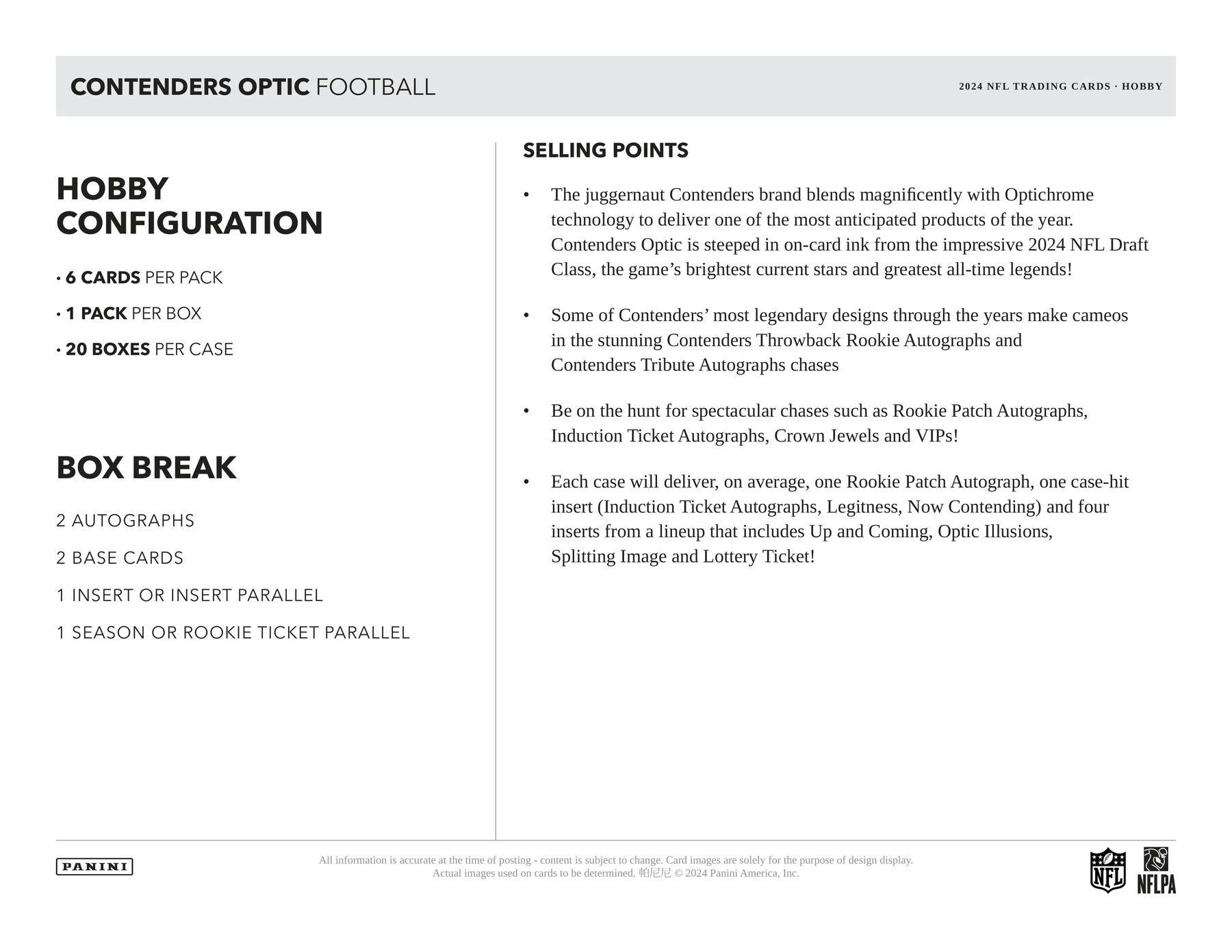 2024 Panini Contenders Optic Football Hobby Box - Columbia Hobby - Sports Card Boxes - Toploaders - Card Savers