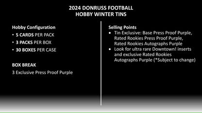 2024 Panini Donruss Football Winter Holiday Tin - Columbia Hobby - Sports Card Boxes - Toploaders - Card Savers