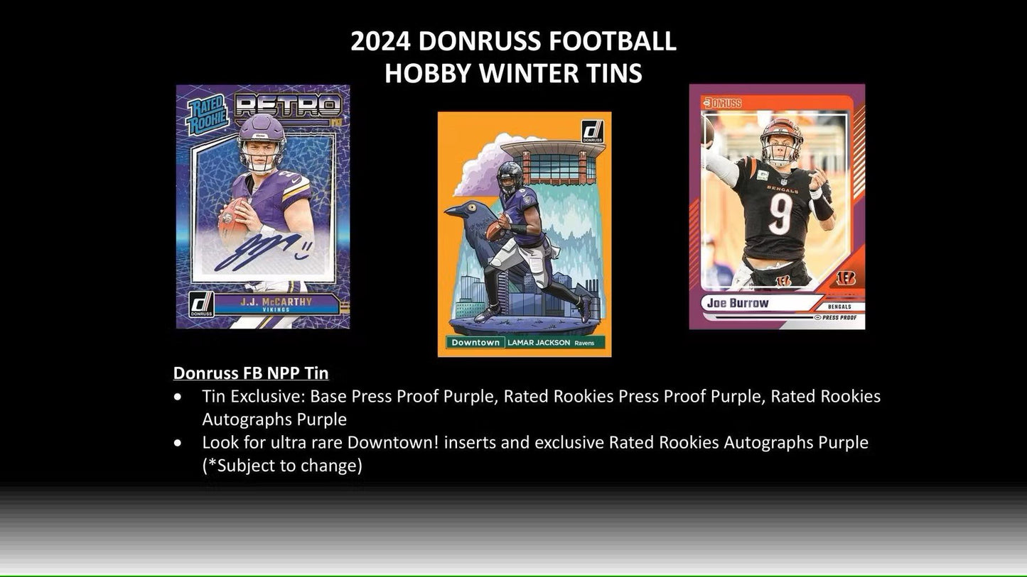 2024 Panini Donruss Football Winter Holiday Tin - Columbia Hobby - Sports Card Boxes - Toploaders - Card Savers