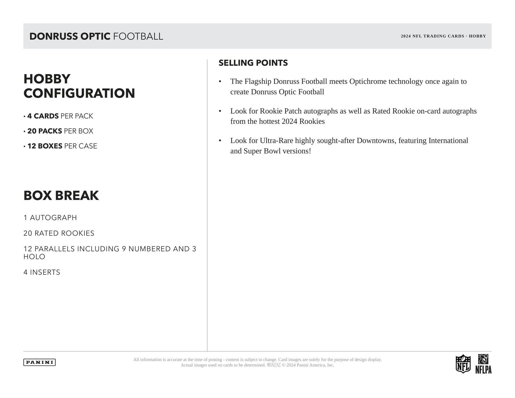 2024 Panini Donruss Optic Football Hobby Box - Columbia Hobby - Sports Card Boxes - Toploaders - Card Savers