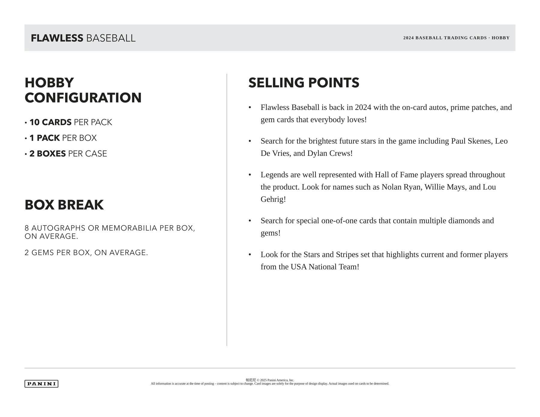 2024 Panini Flawless Baseball Hobby Box - Columbia Hobby - Sports Card Boxes - Toploaders - Card Savers