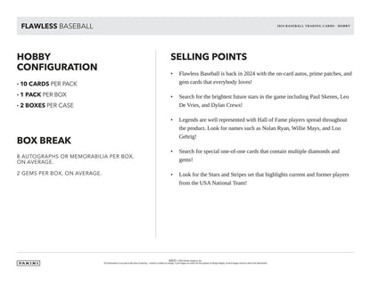 2024 Panini Flawless Baseball Hobby Box - Columbia Hobby - Sports Card Boxes - Toploaders - Card Savers