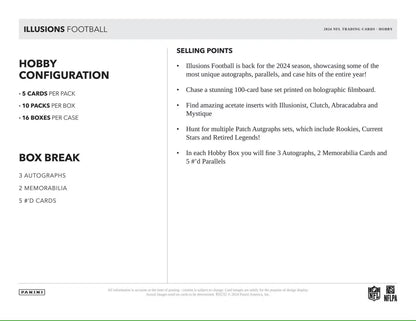 2024 Panini Illusions Football Hobby - Columbia Hobby - Sports Card Boxes - Toploaders - Card Savers