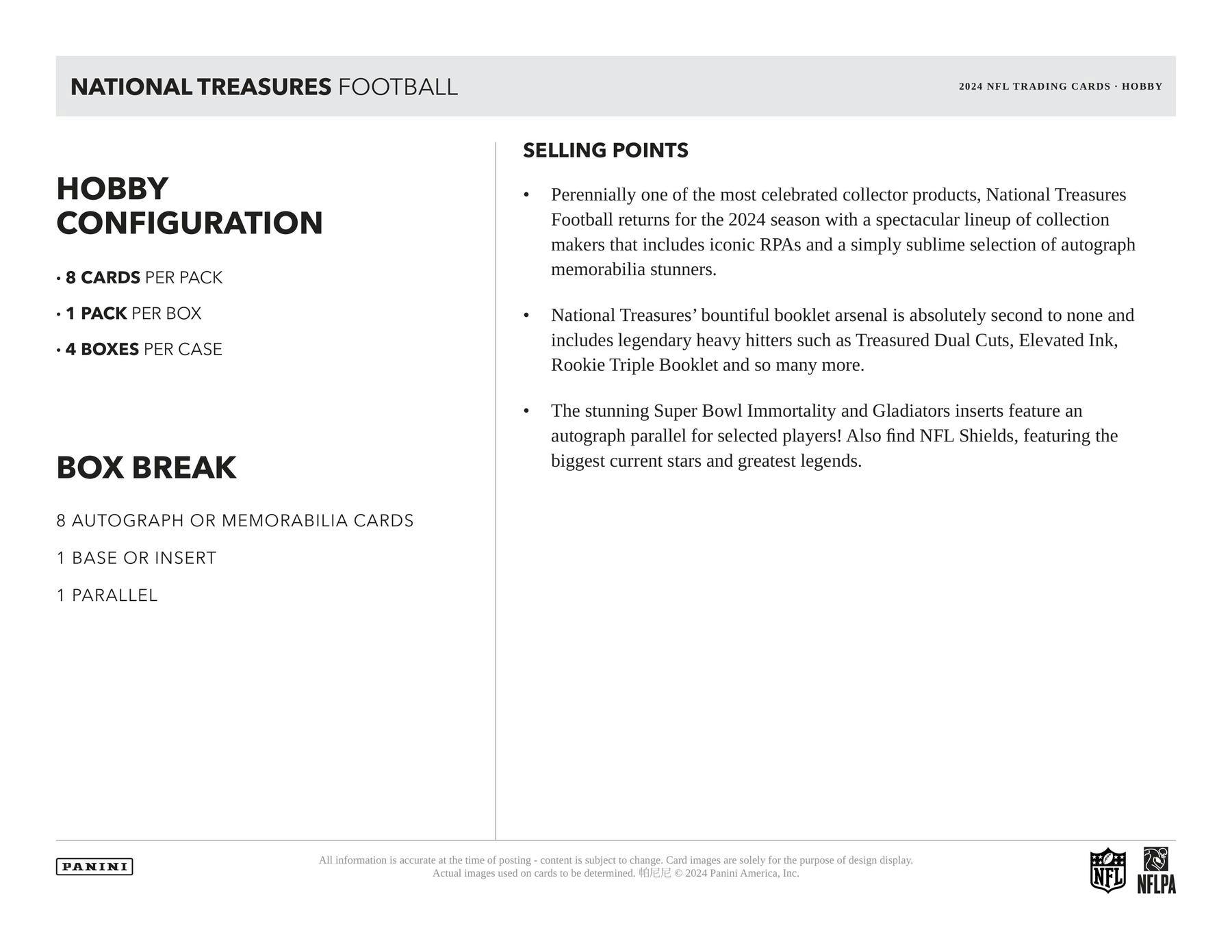 2024 Panini National Treasures Football Hobby Box | Columbia Sports Cards - Columbia Hobby - Sports Card Boxes - Toploaders - Card Savers