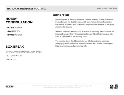 2024 Panini National Treasures Football Hobby Box | Columbia Sports Cards - Columbia Hobby - Sports Card Boxes - Toploaders - Card Savers