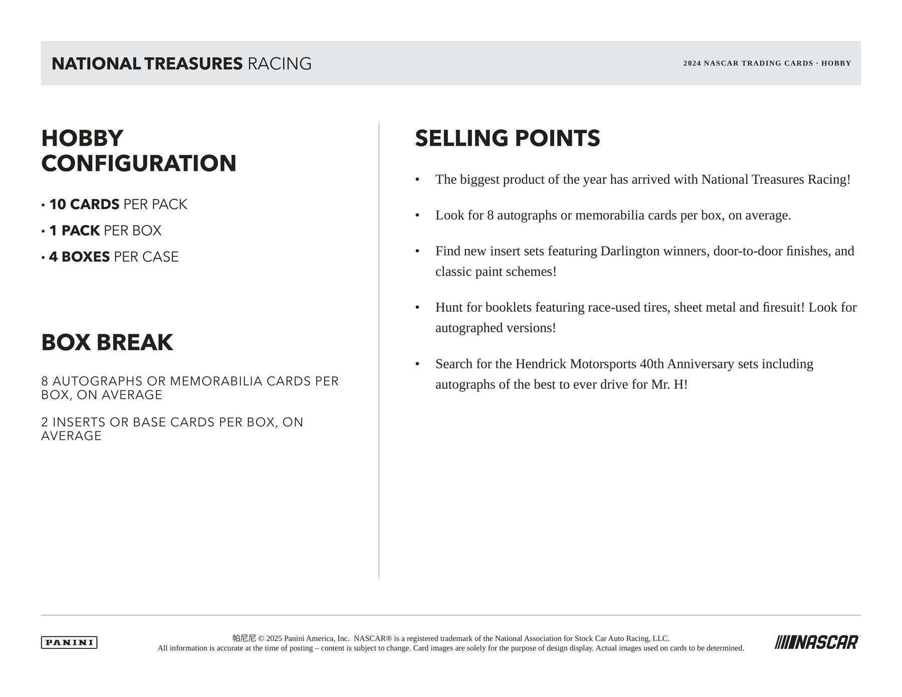 2024 Panini National Treasures Racing Hobby Box - Columbia Hobby - Sports Card Boxes - Toploaders - Card Savers