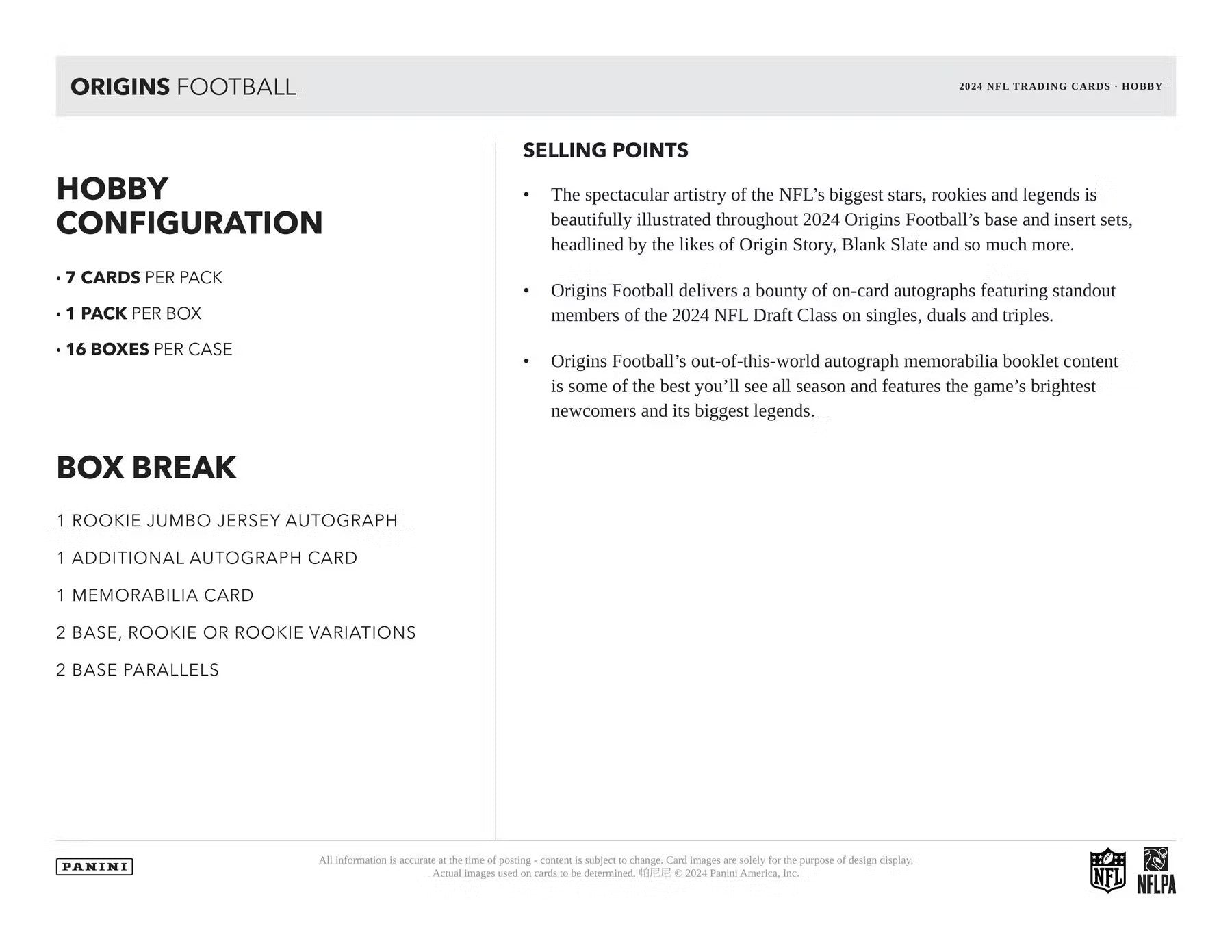 2024 Panini Origins Football Hobby Box - Columbia Hobby - Sports Card Boxes - Toploaders - Card Savers