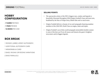 2024 Panini Origins Football Hobby Box - Columbia Hobby - Sports Card Boxes - Toploaders - Card Savers
