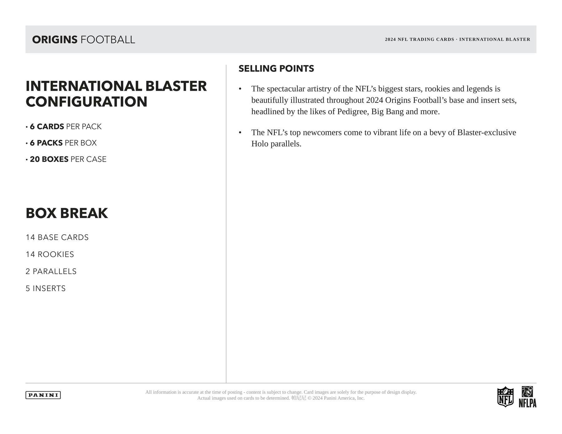 2024 Panini Origins Football International 6 - Pack Blaster Box - Columbia Hobby - Sports Card Boxes - Toploaders - Card Savers